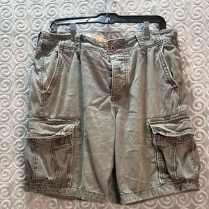 Y2K Hollister Olive Green Cargo Shorts Size‎ 34 Mens Casual Utility *READ*